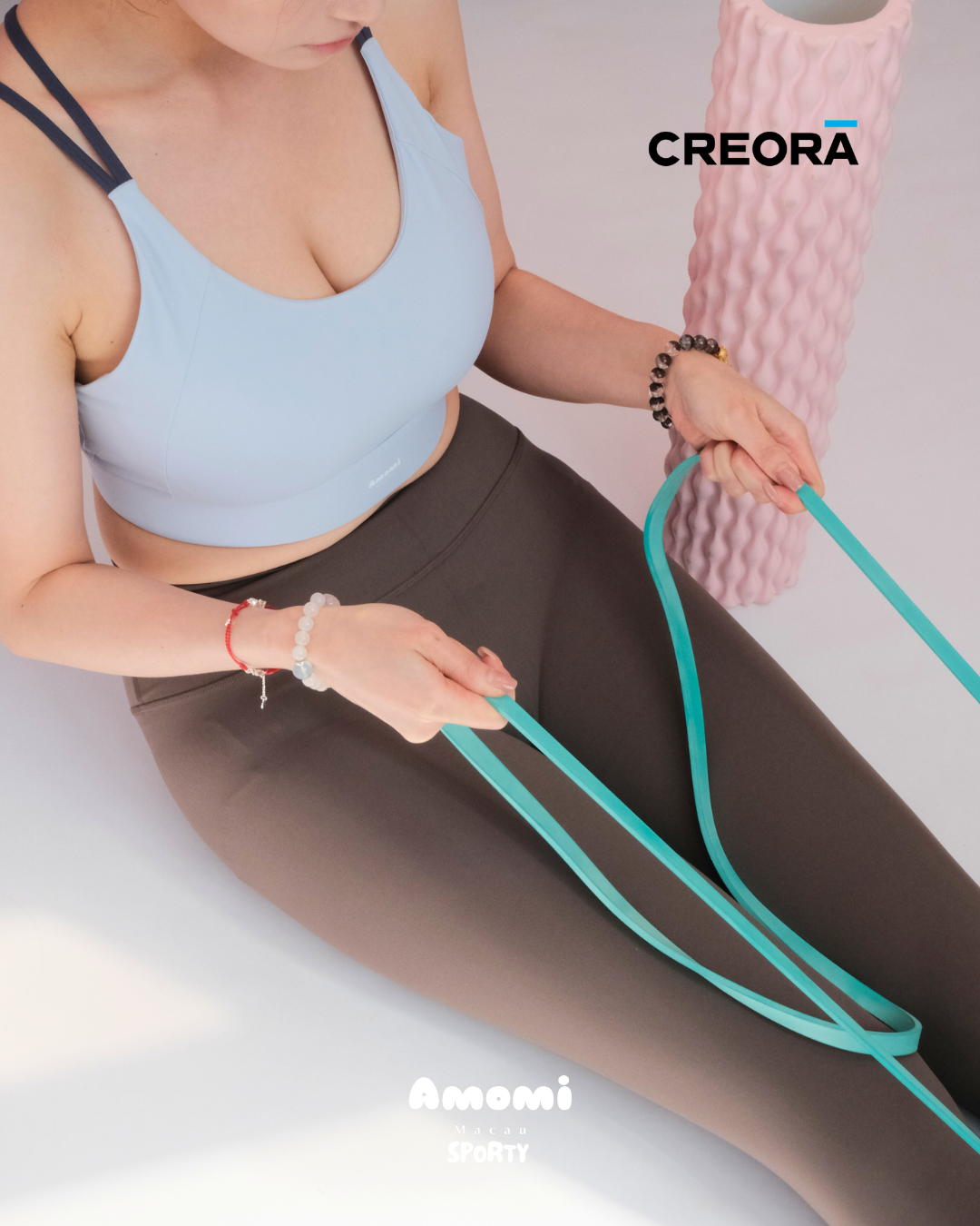 Creora®系列-固定一體式胸墊拼色幼細肩帶可調節背扣低中強度運動內衣
