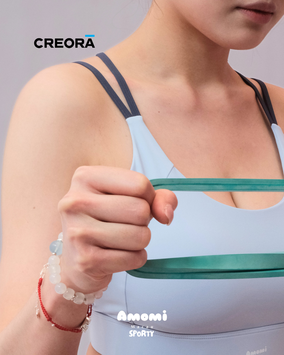 Creora®系列-固定一體式胸墊拼色幼細肩帶可調節背扣低中強度運動內衣